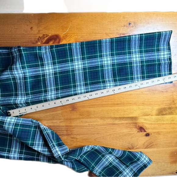 Vintage LL Bean Plaid Tartan Trousers Blue Green White 70s 80s unisex size m - Picture 6 of 14